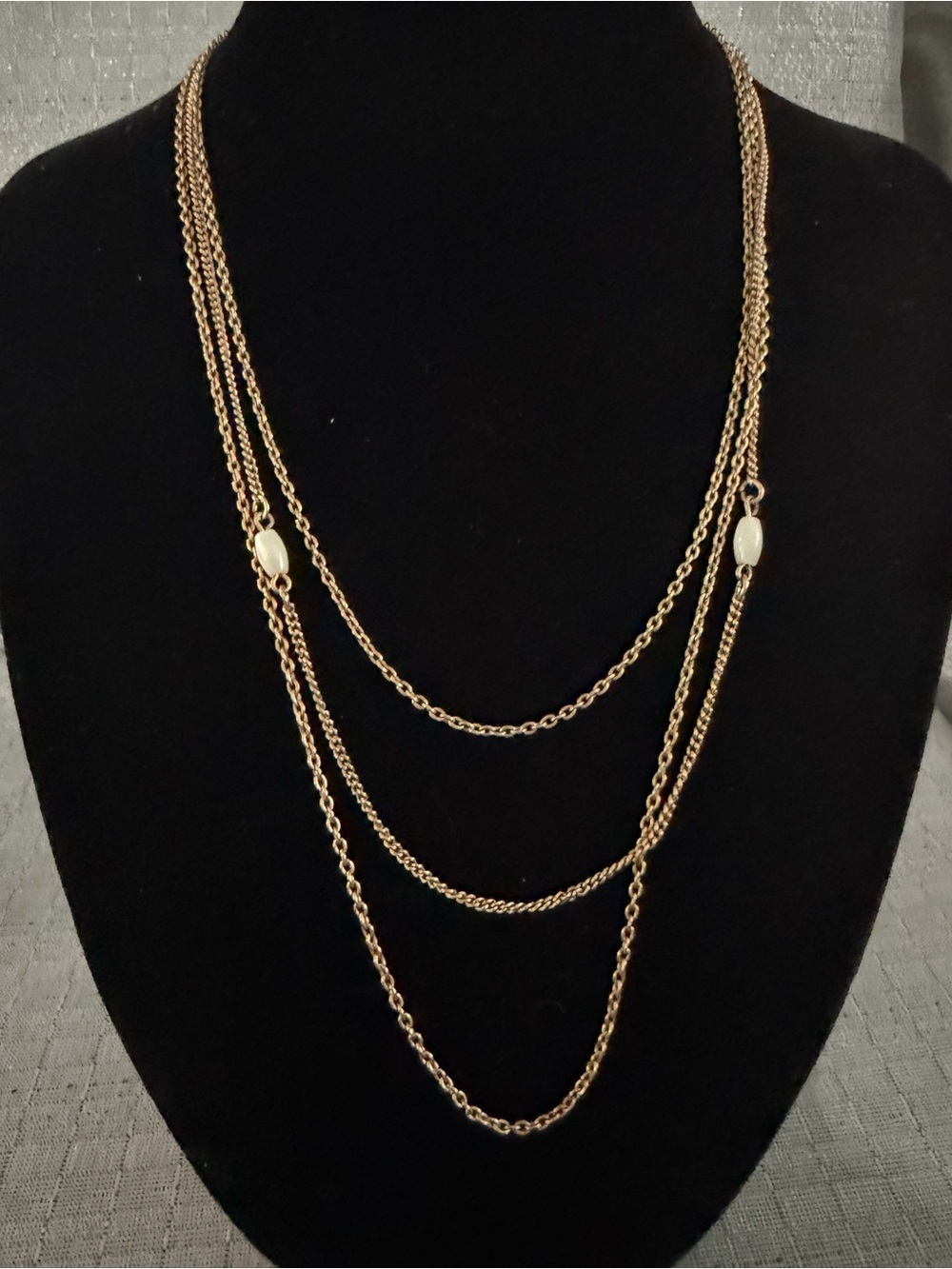 Avon Gold-Tone Multi-Strand Layered Necklace with Pearl Accents